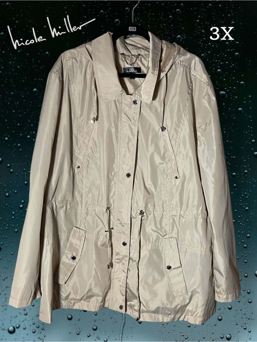 Nicole Miller New York Beige Hooded Anorak Jacket Size 3X